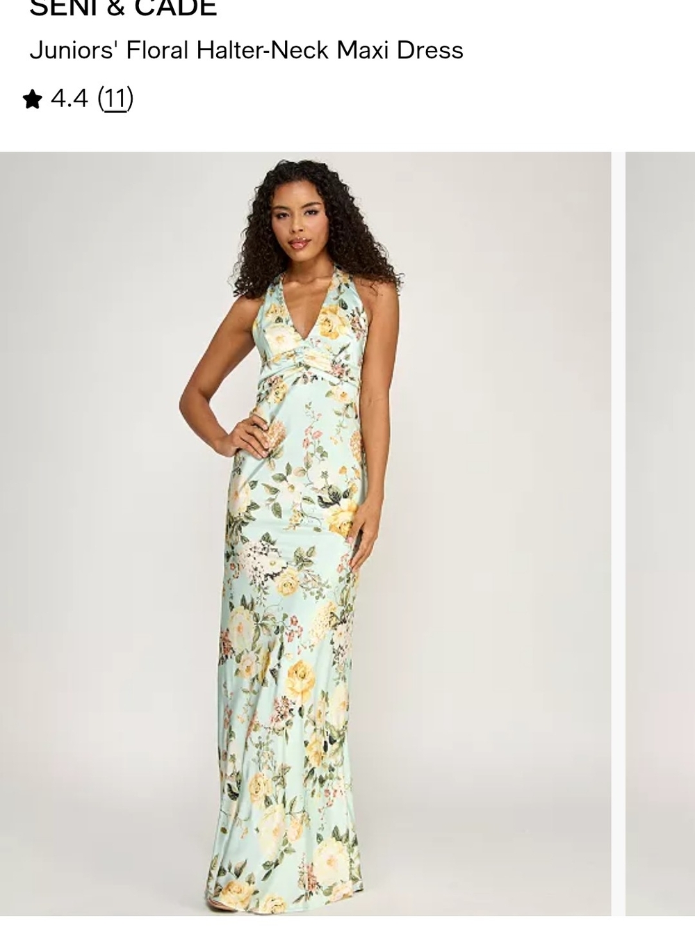 Floral Halter-Neck Maxi Dress in Mint Floral. Great For Special Event Or Wedding